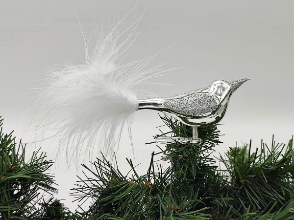 Baumschmuck Vogel silber